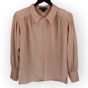 Baldanza Idée Force (S) 100% Silk Blouse Light Pink ShoulderPads 80s